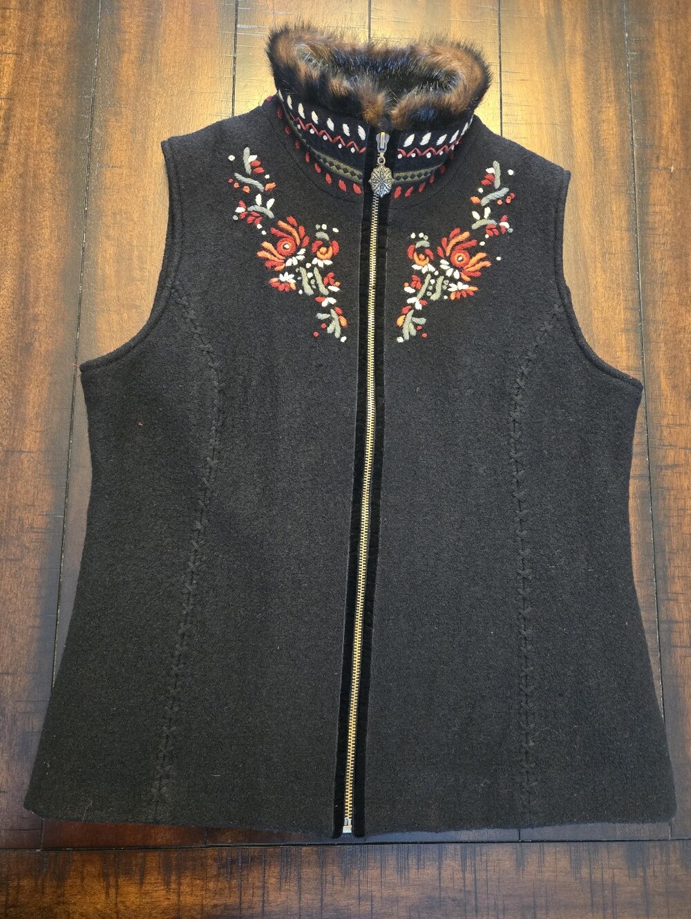 Icelandic Design Embroidered Wool Vest